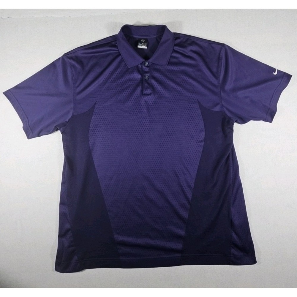 Y2K Nike Dri Fit Golf Polo Shirt Mens XL Breathable Mesh Purple